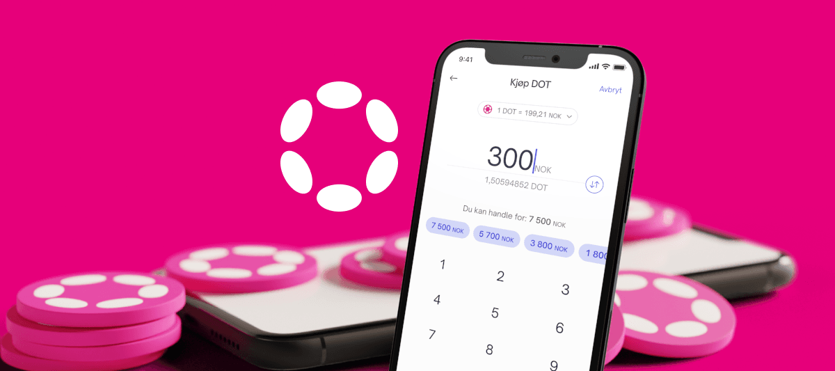 Mobiltelefon med Firi der du kan kjøpe Polkadot