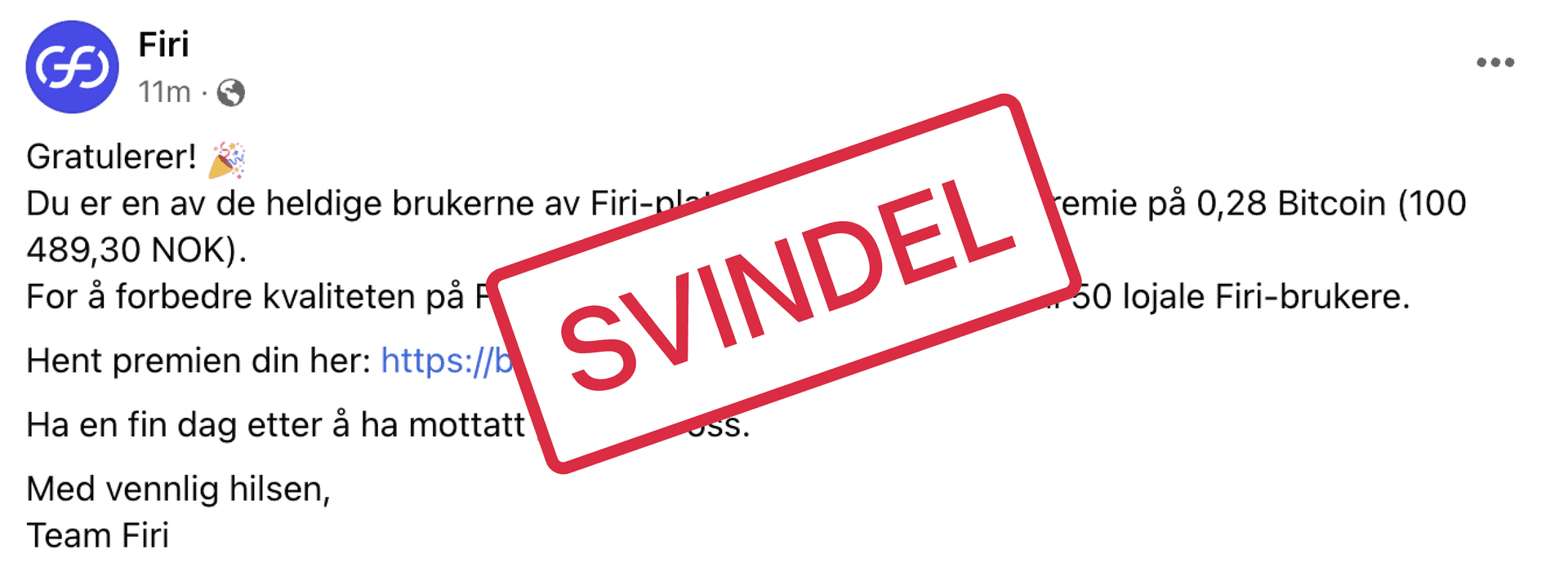 svindelforsøk via sosiale medier