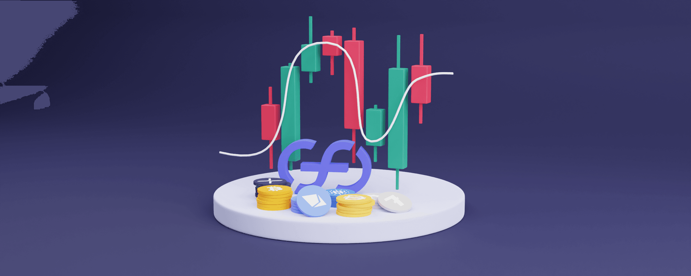 Firi kryptovaluta og graf. Illustrasjon av Øyvind Fjørtoft